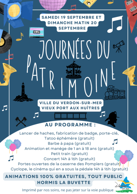 Journées du patrimoine , au Verdon sur Mer, dimanche 19/09, de 10h à 13h